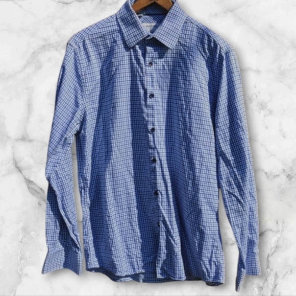 Duchamp Other - Duchamp London Blue and White Plaid Long Sleeved Tailored Fit Men's Shirt.